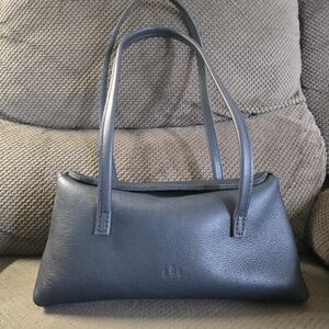 Chic Navy Blue Leather Shoulder Bag